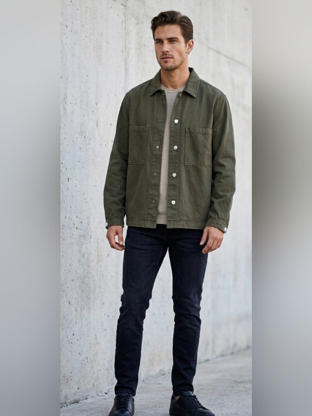 ZARA Dark Green Buttondown Utility Jacket / Shacket. Unisex. Size XL.
